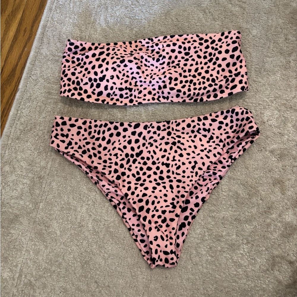 SHEIN light pink bandeu bikini size medium